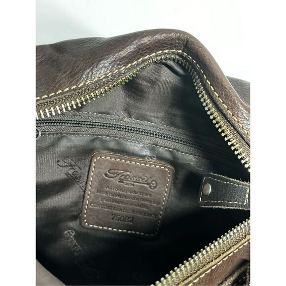 Fossil Sutter Crossbody Handbag Bronze Brown Leather Zip Top Shoulder Bag Purse - Picture 9 of 11